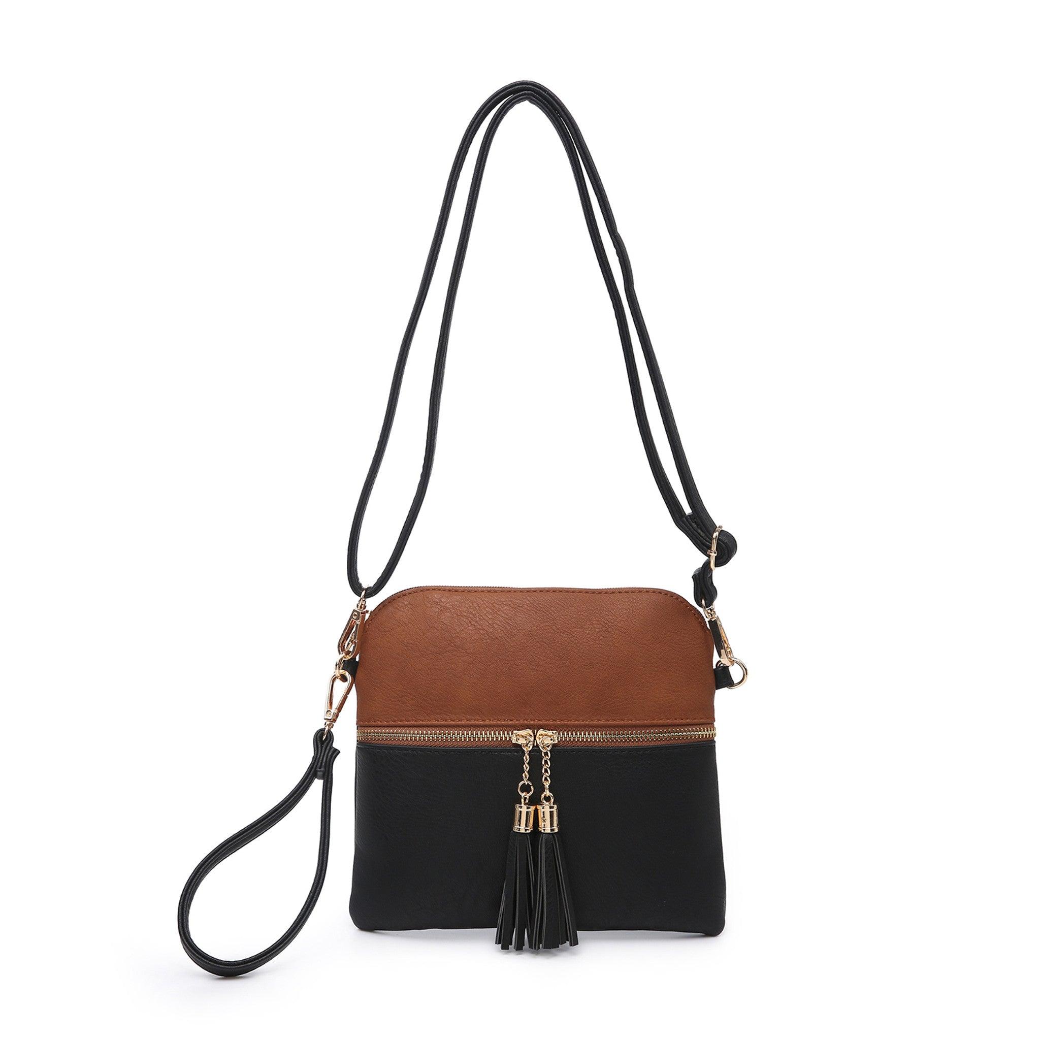 Two-Tone Crossbody Bag with Tassels.