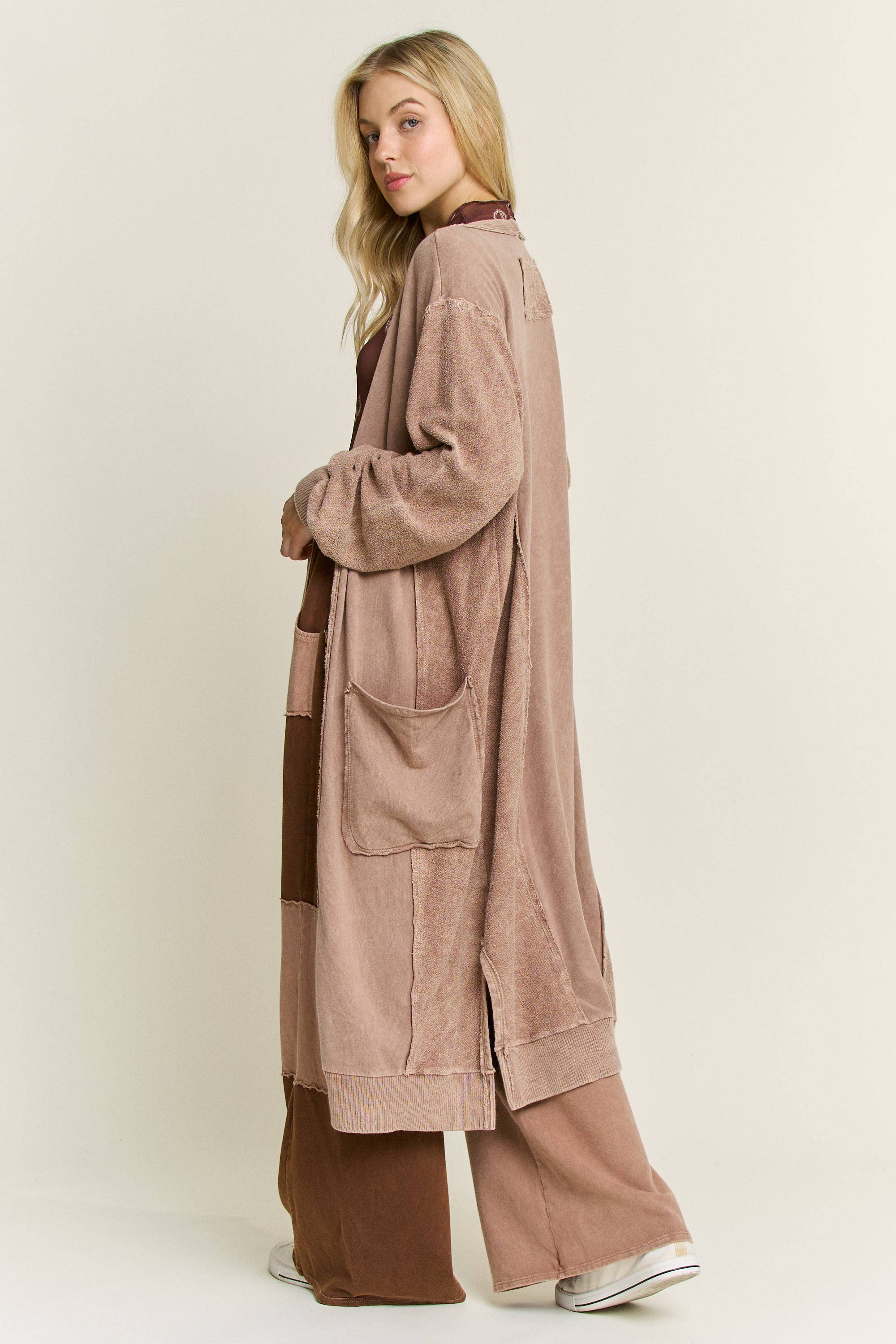 Mineral Wash Soft French Terry Oversized Cardigan