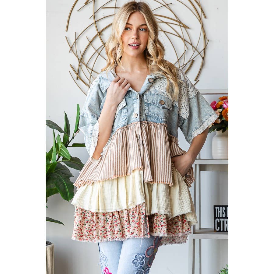 Ruffle Hooded Jacket