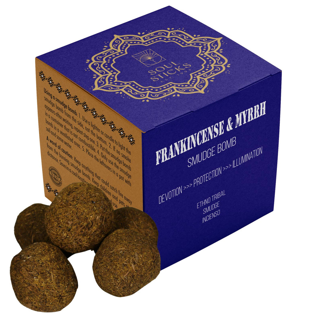 Frank Incense &amp; Myrrh Smudge Bombs w/ Burner