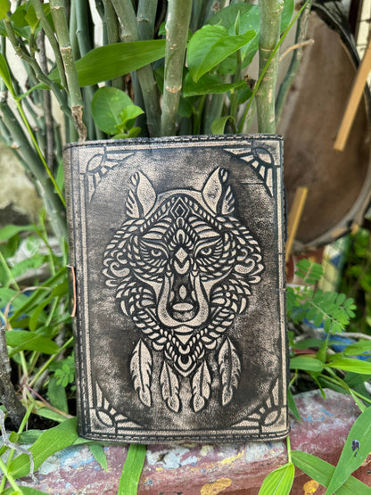Wolf Embossed Leather Journal