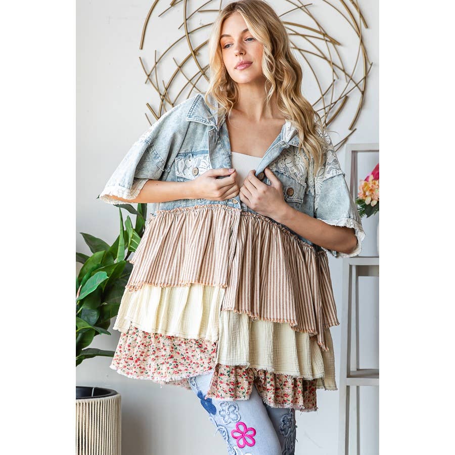 Ruffle Hooded Jacket