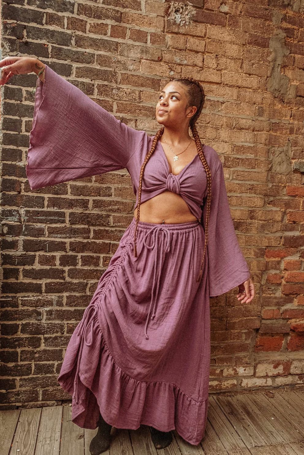 Organic Cotton Bamboo Bell Sleeve Wrap Yoga Top