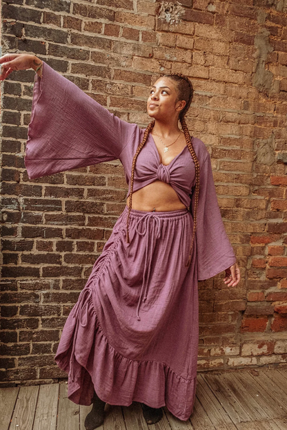 Organic Cotton Bamboo Bell Sleeve Wrap Yoga Top