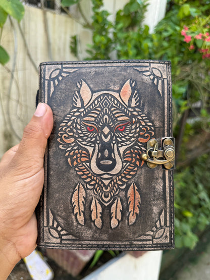 Wolf Embossed Leather Journal