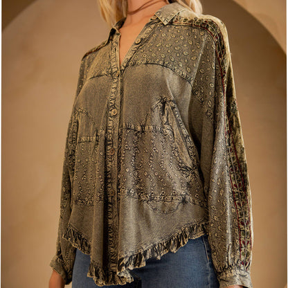 Bohemian Elegance: Stonewashed Rayon Top