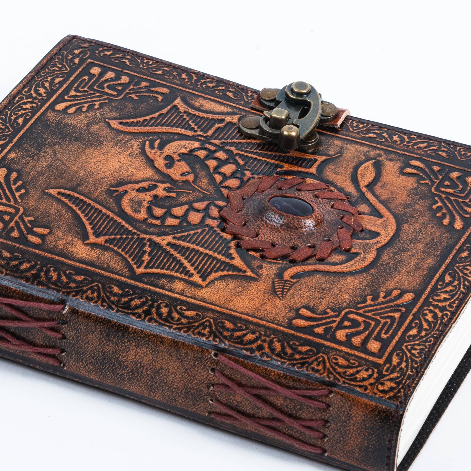 Leather Journal with Stone and Dragon