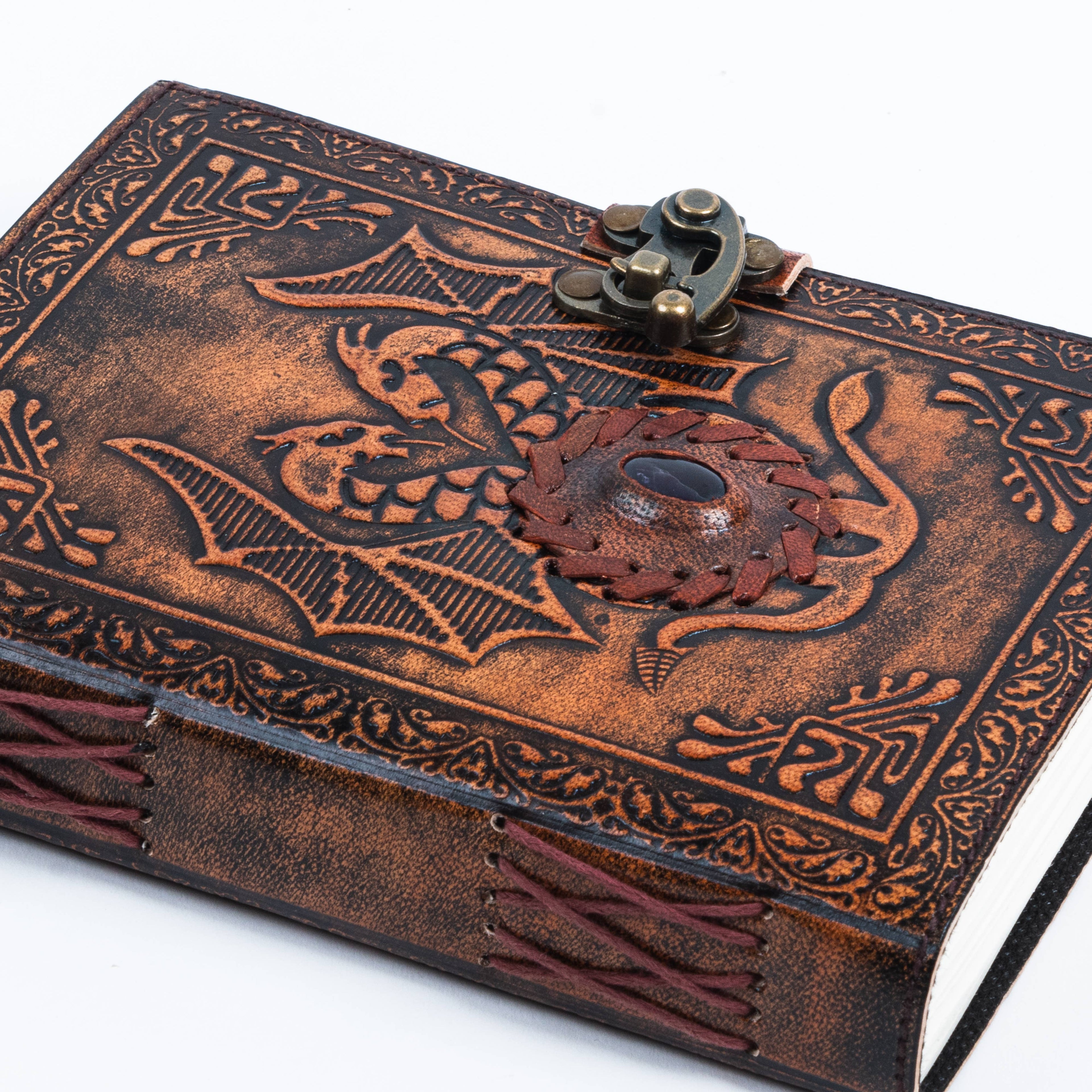 Leather Journal with Stone and Dragon