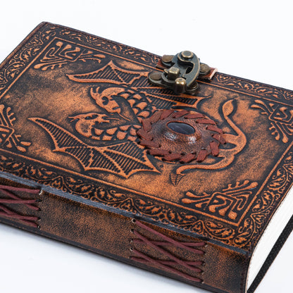 Leather Journal with Stone and Dragon