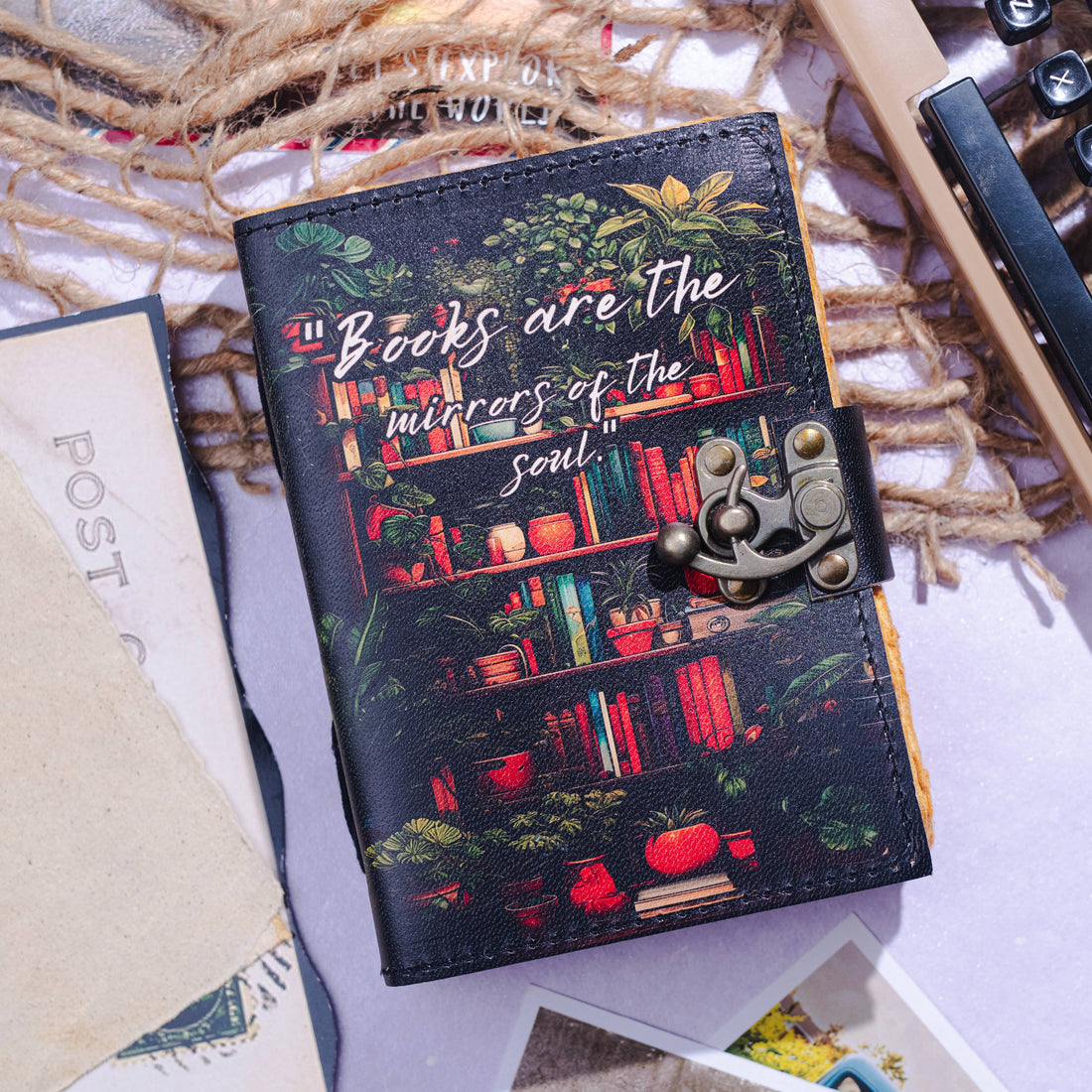 Leather Journal with Lover Print Quote