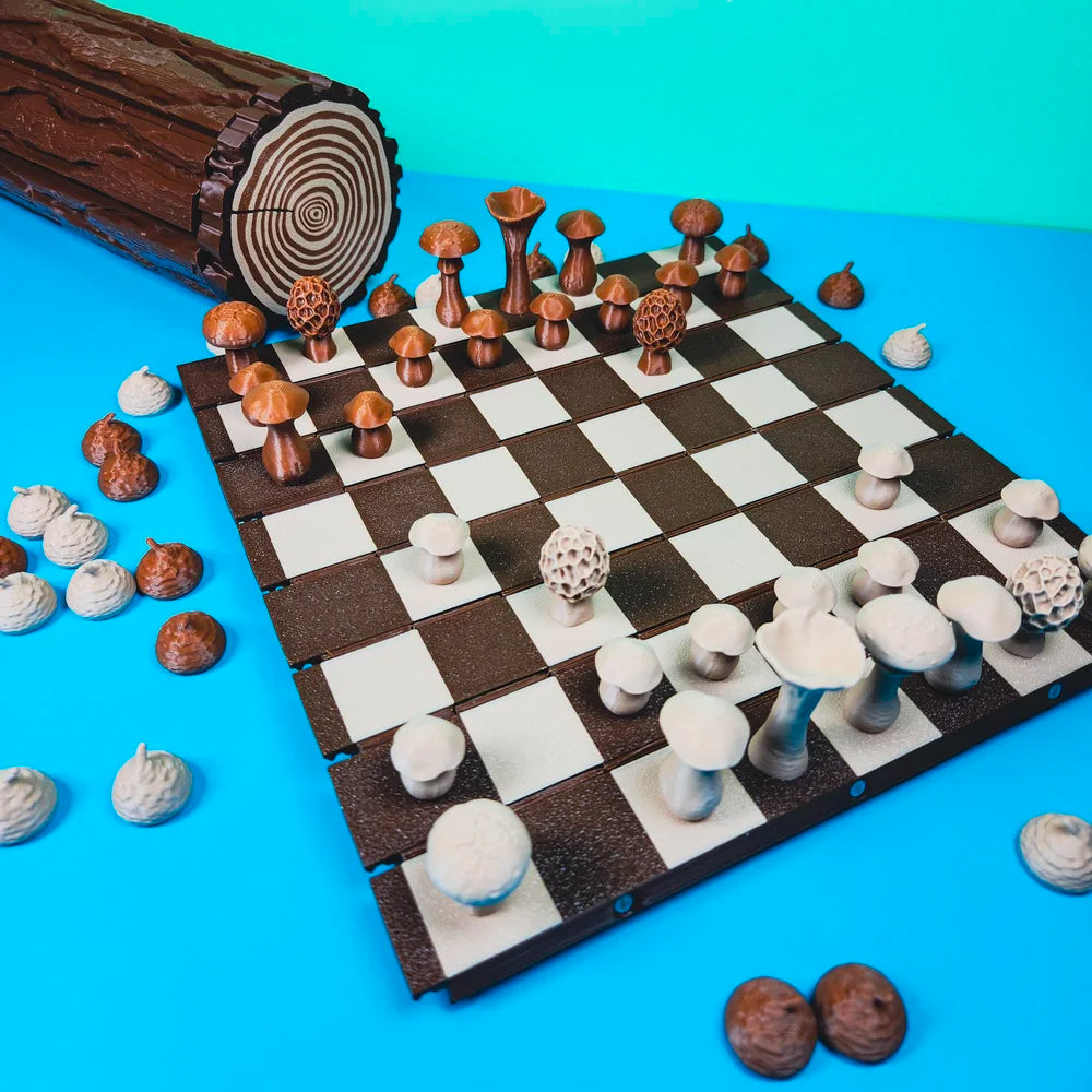 Mushroom and Acorn Forest Chess and Checkers Set