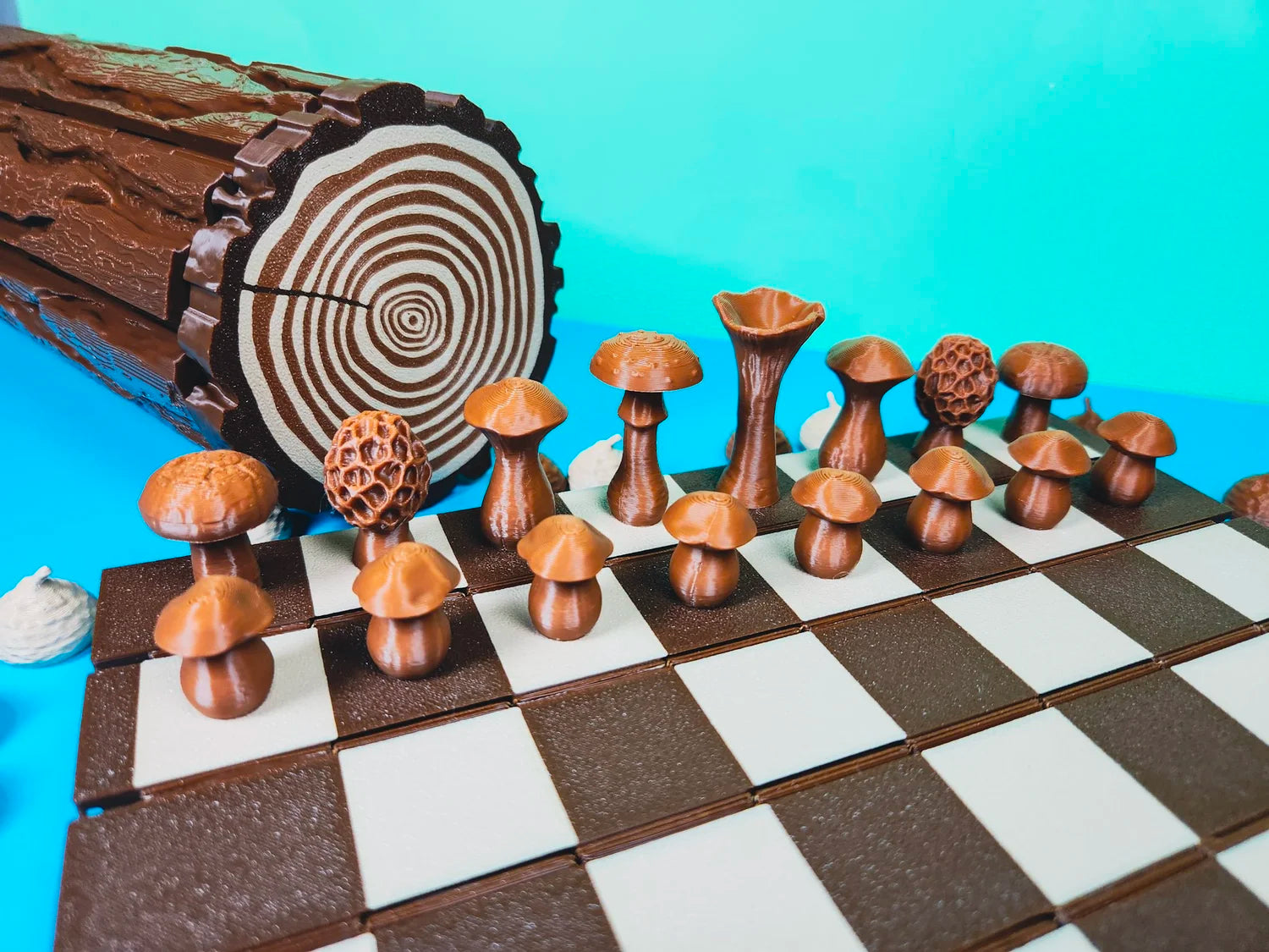 Mushroom and Acorn Forest Chess and Checkers Set