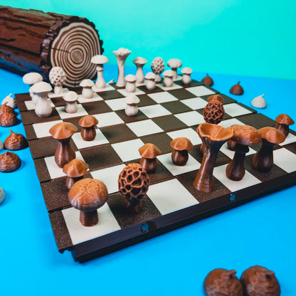 Mushroom and Acorn Forest Chess and Checkers Set