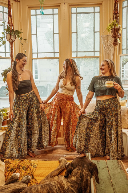 Hippie Boho Wide Leg Patchwork Pants