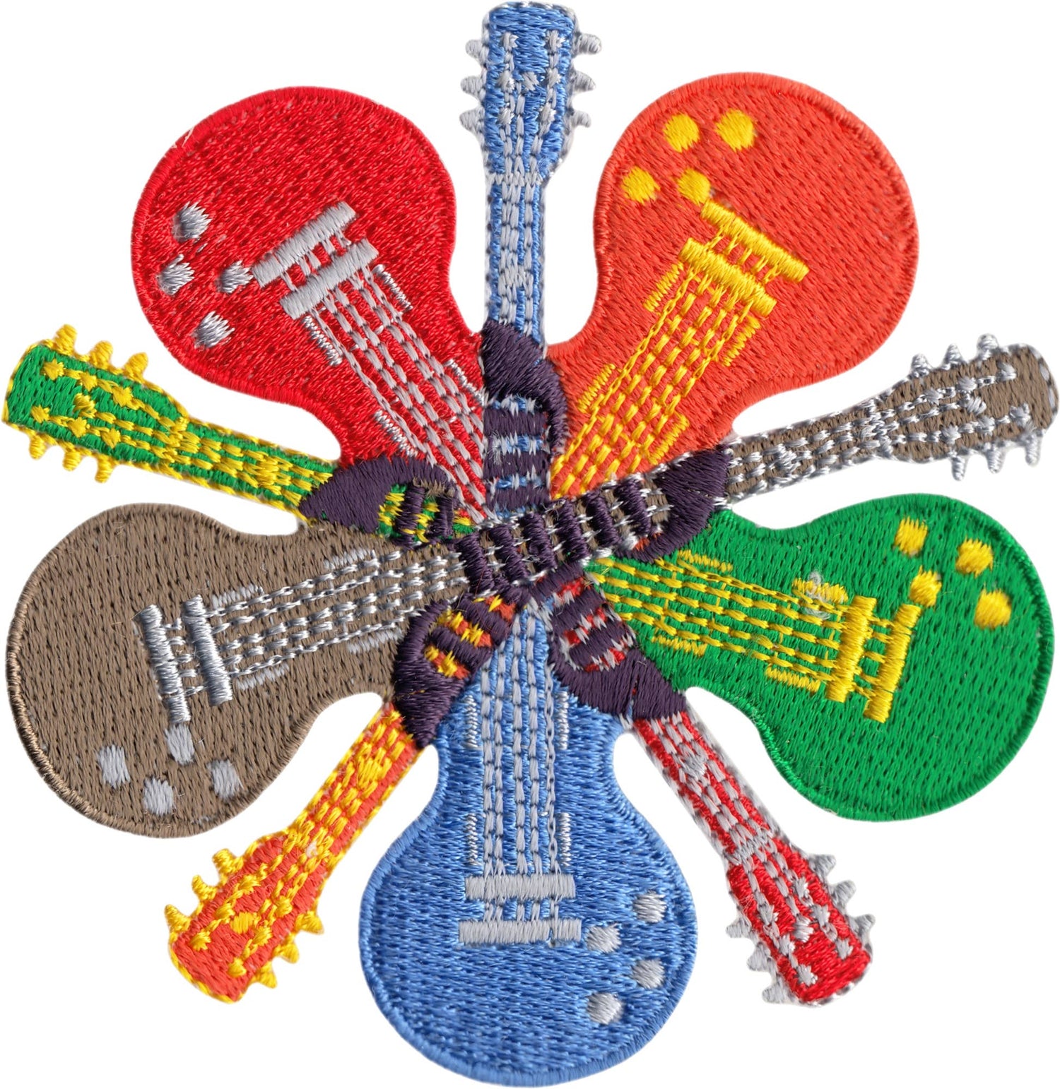 Patch - Guitar - Les Paul Lookalike Color Flower - 3.38"