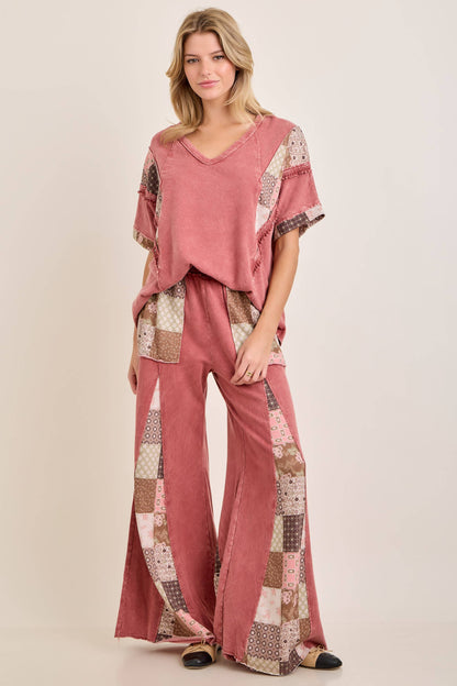 Fall Paisley patchwork Flared Pants