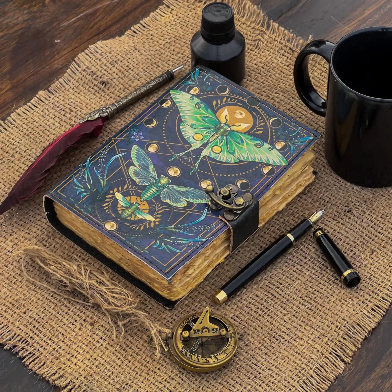 Vintage Leather Journal with Printed Cover