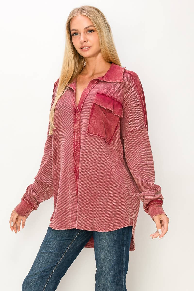 Mineral Wash V neck  Top