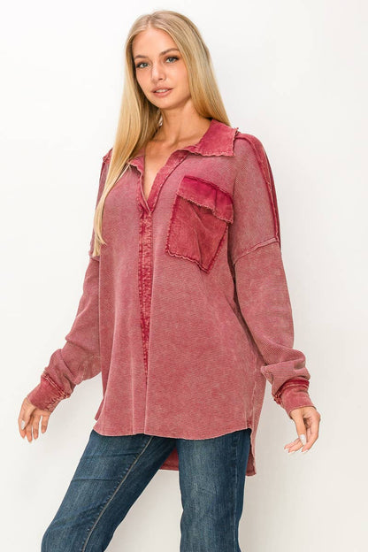 Mineral Wash V neck  Top