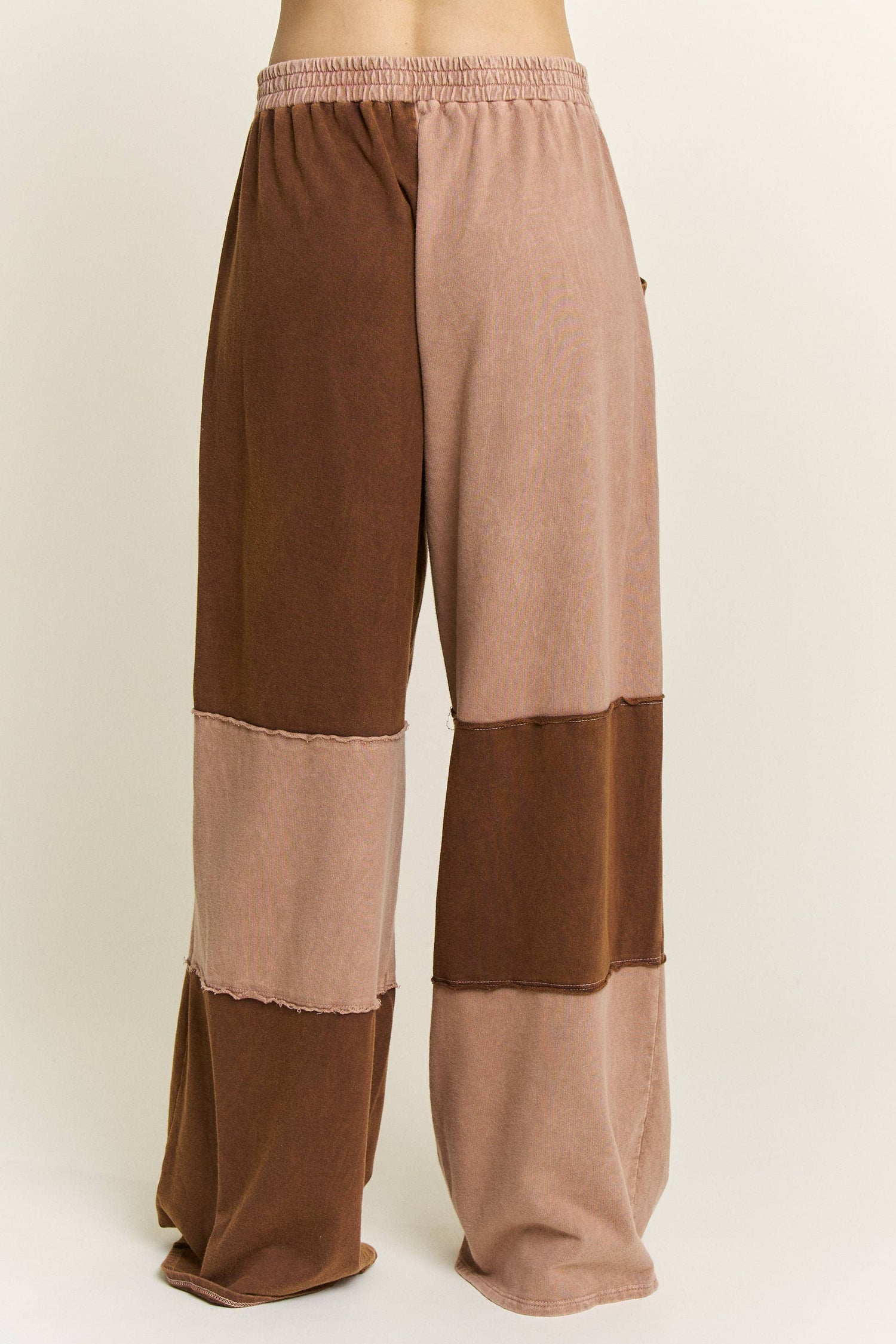 Mineral Wash Color Block Wideleg Lounge Pants