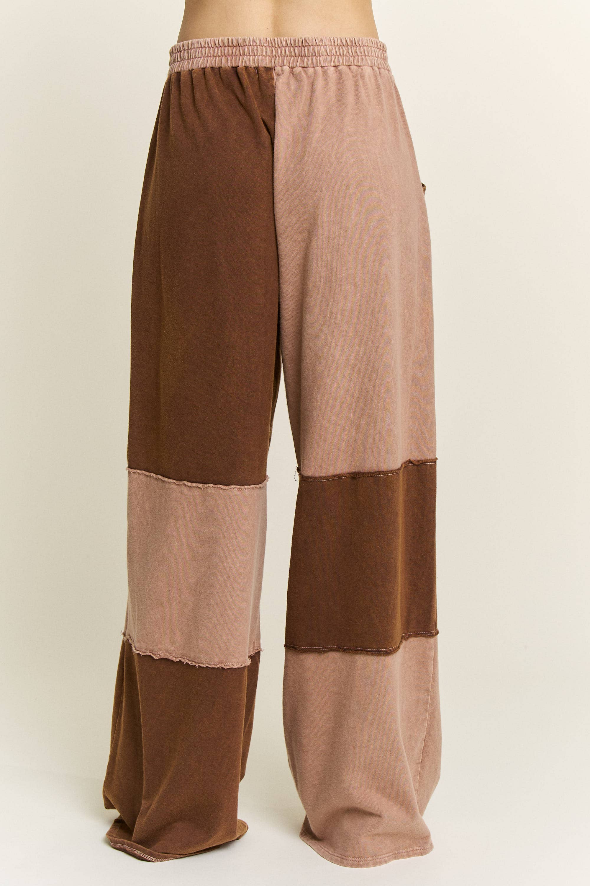 Mineral Wash Color Block Wideleg Lounge Pants