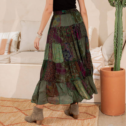 Bohemian Patchwork Maxi Skirt