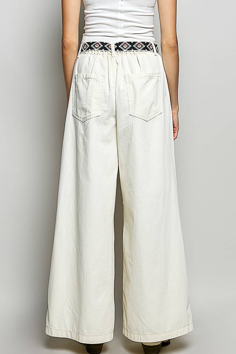 Vintage Elastic Band High Rise Wide Pants