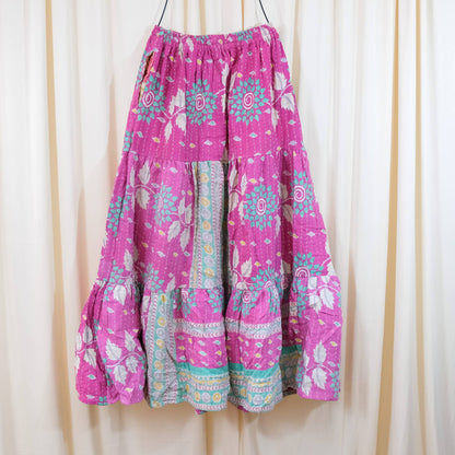 Kantha Boho Long Skirt with Pockets
