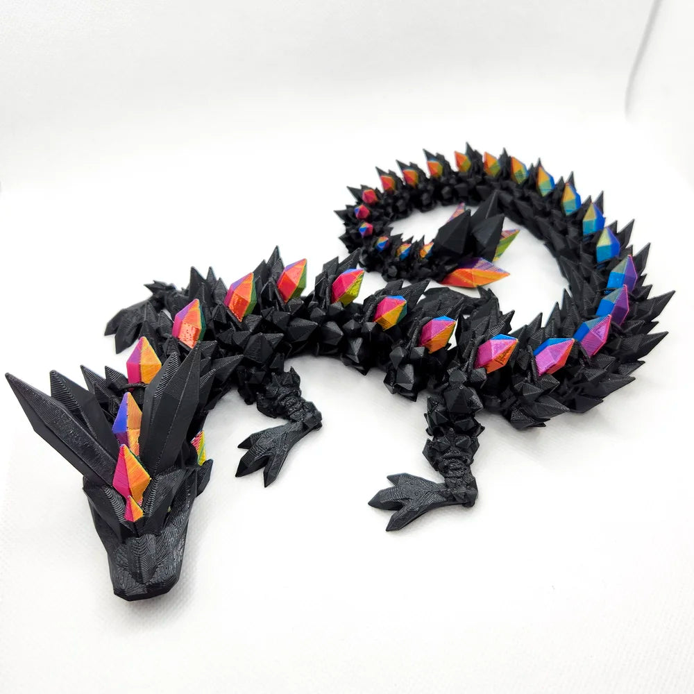 Black and Shiny Rainbow Adult Crystal Dragon