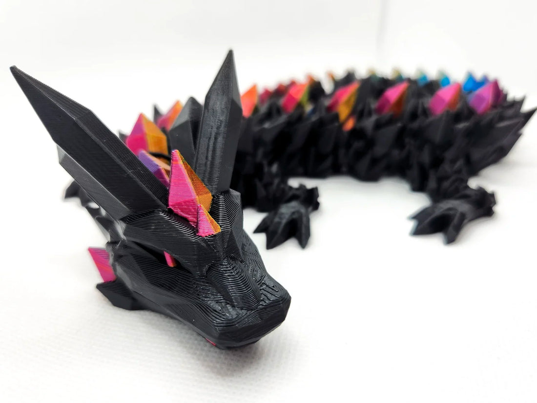 Black and Shiny Rainbow Adult Crystal Dragon