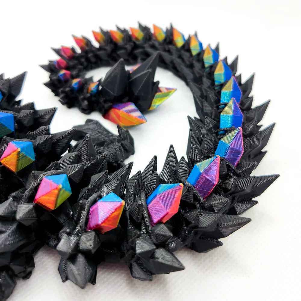 Black and Shiny Rainbow Adult Crystal Dragon
