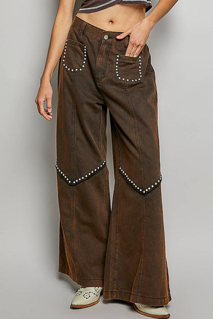 Vintage Elastic Band High Rise Wide Pants