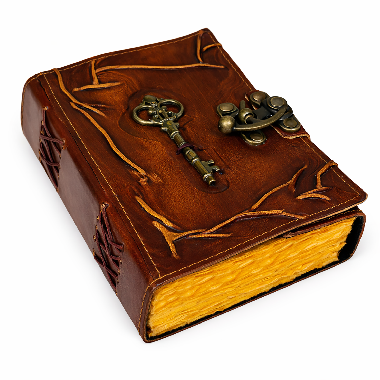 Leather Embossed Journal - Key With Lock (5 x 7 in.)