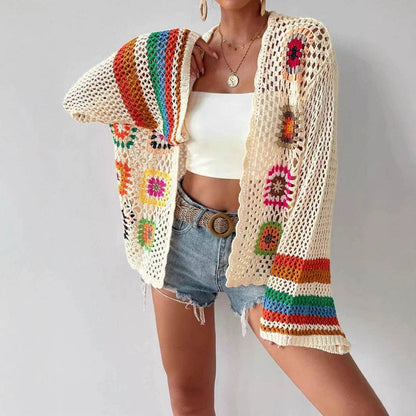 Crosa - Bohemian Rainbow Crochet Cardigan