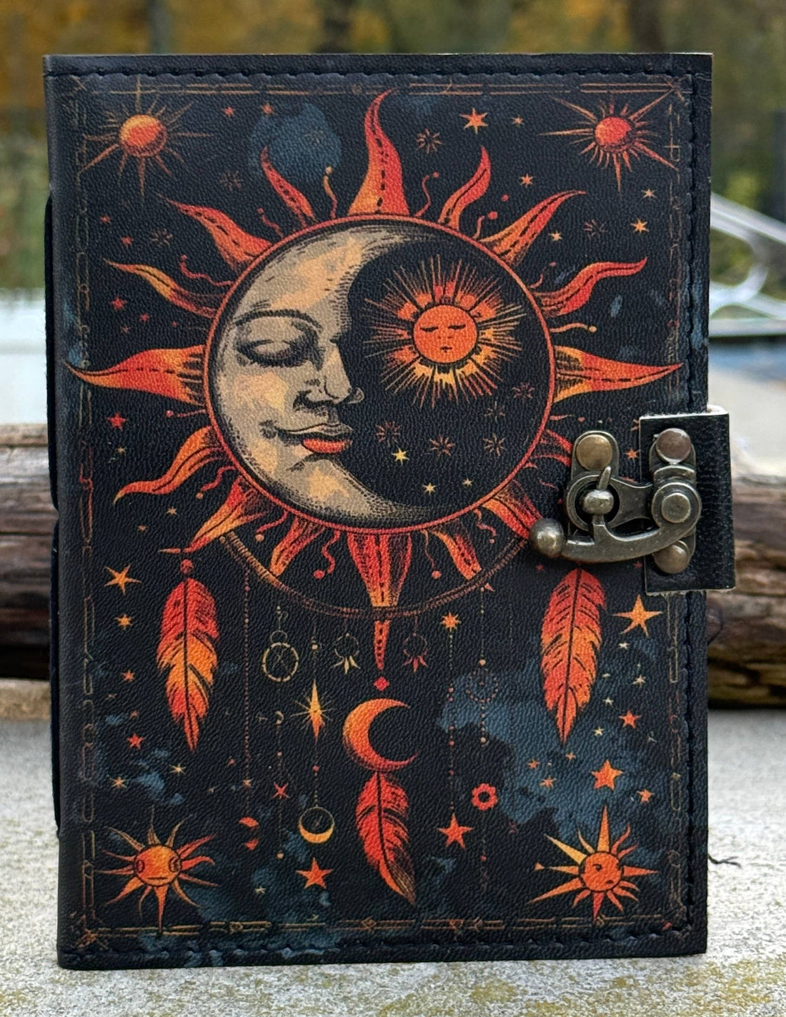 Leather Journal Celestial Sun Moon