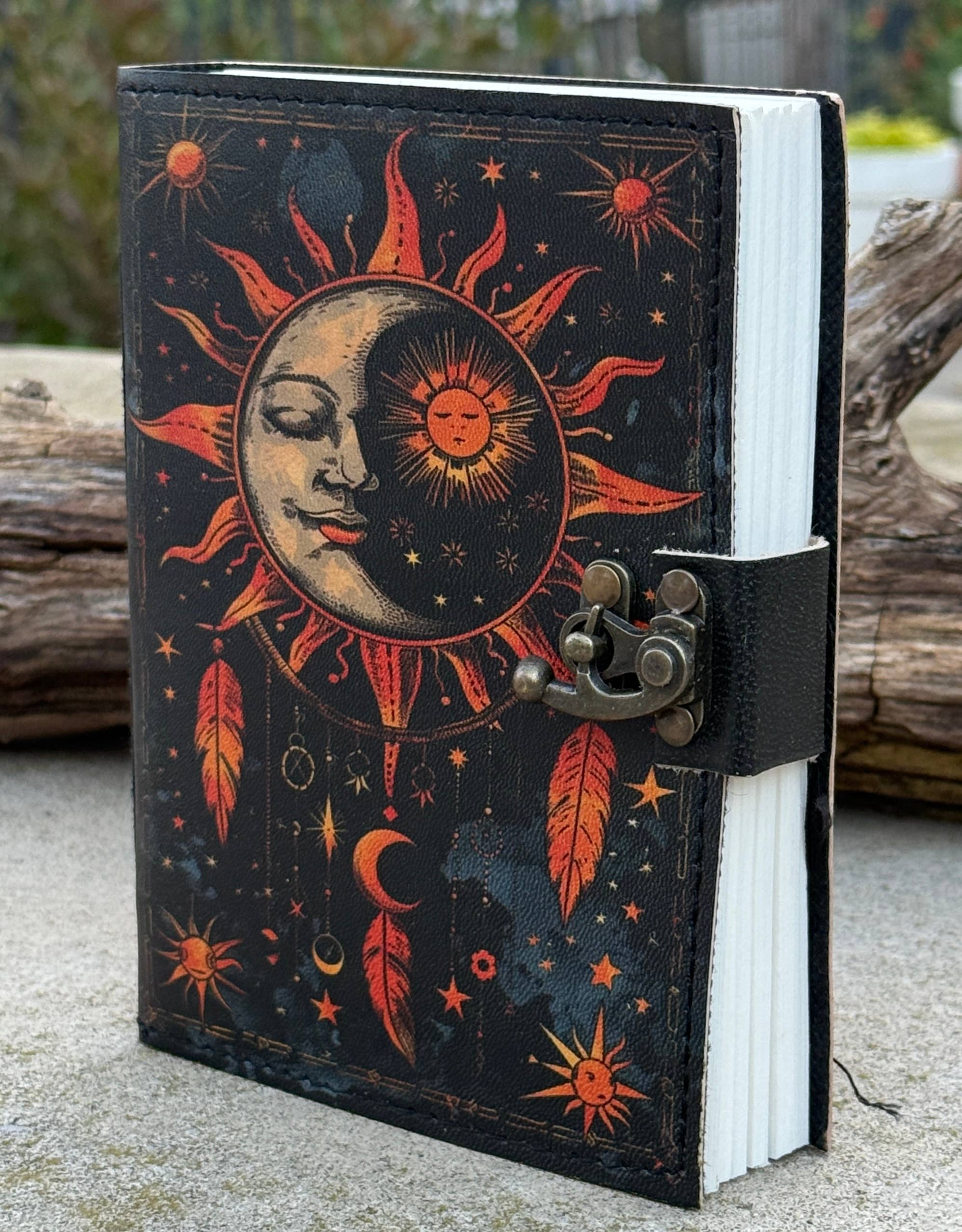 Leather Journal Celestial Sun Moon
