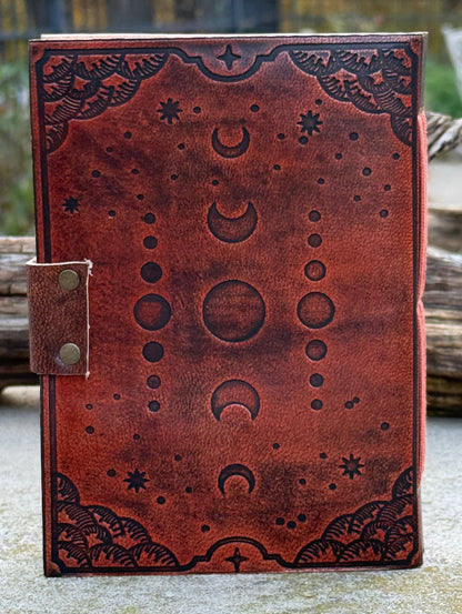 Moon Phase Leather Handmade Journal