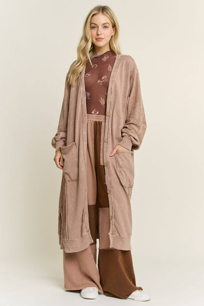 Mineral Wash Soft French Terry Oversized Cardigan