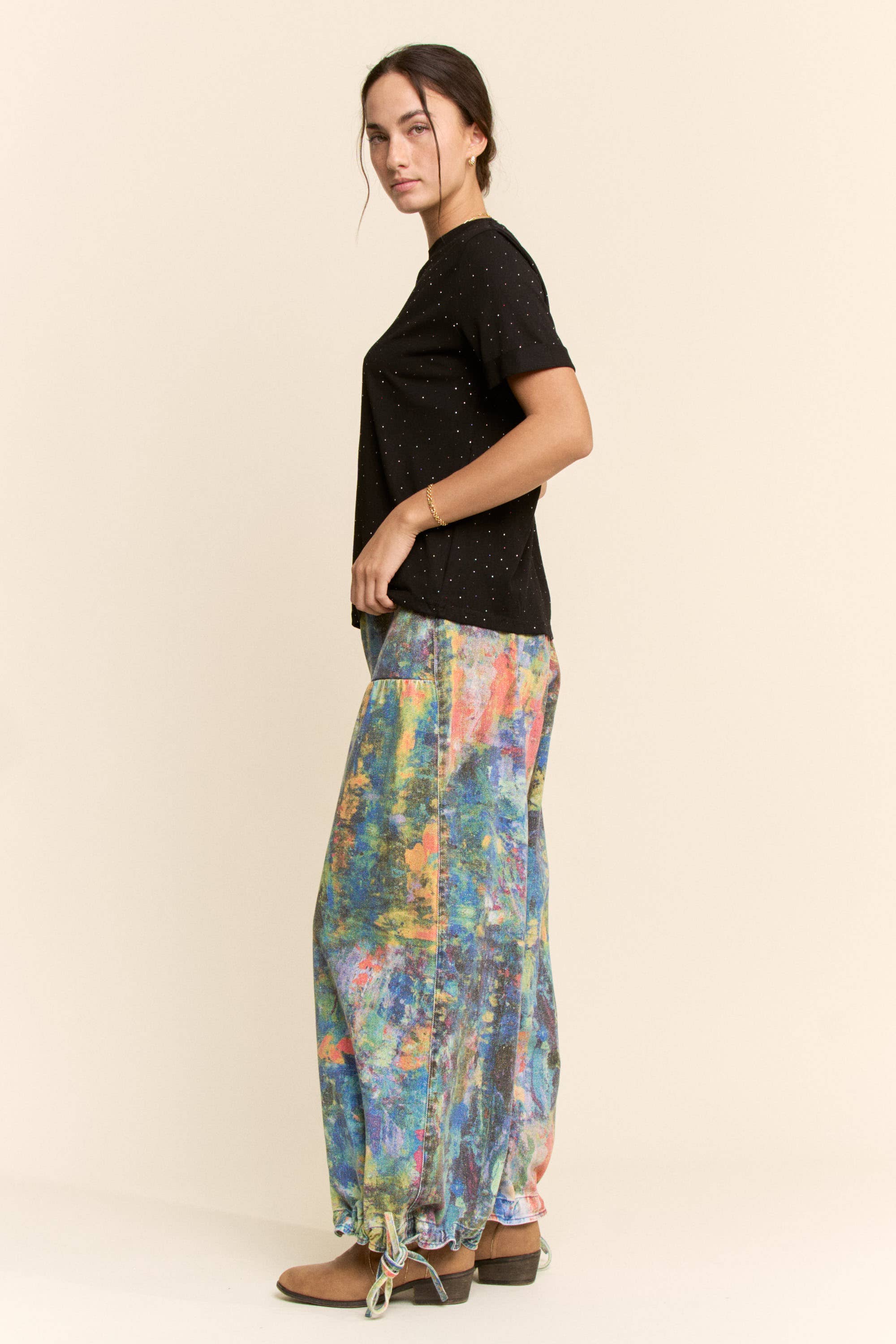 PRINTED DENIM PANT