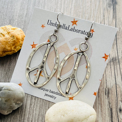 Peace Sign Earrings Oval