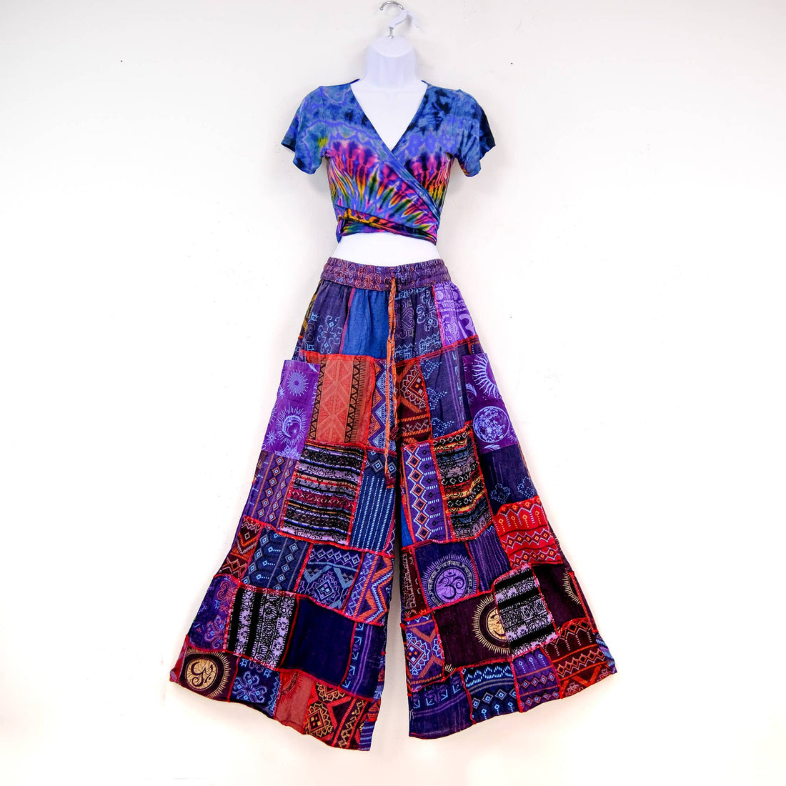 Handwoven Patchwork Colorful Boho Palazzo Pants