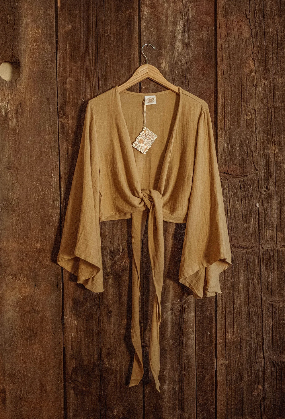 Organic Cotton Bamboo Bell Sleeve Wrap Yoga Top