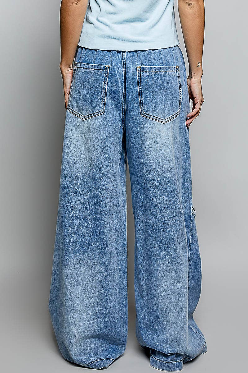 Vintage Elastic Band High Rise Wide Pants