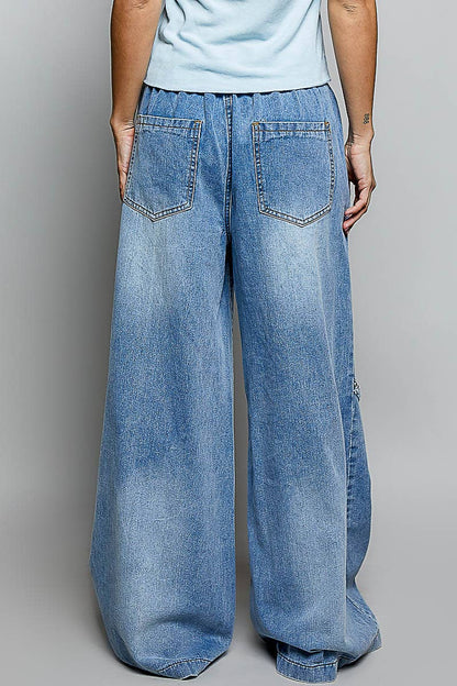 Vintage Elastic Band High Rise Wide Pants