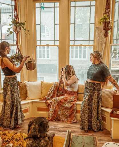 Hippie Boho Wide Leg Patchwork Pants