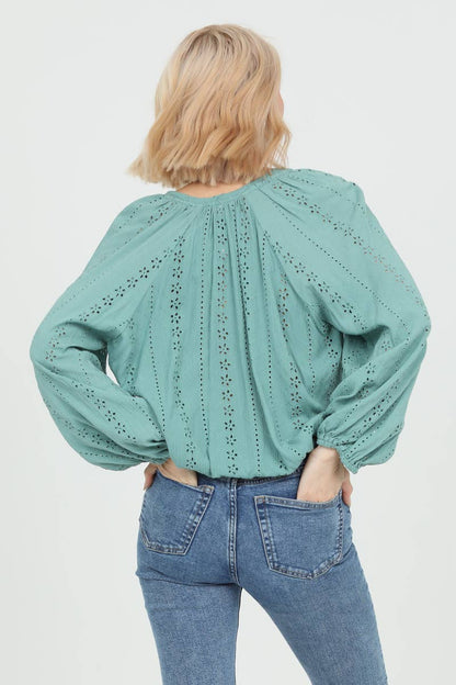 EYELET EMBROIDERED BLOUSE