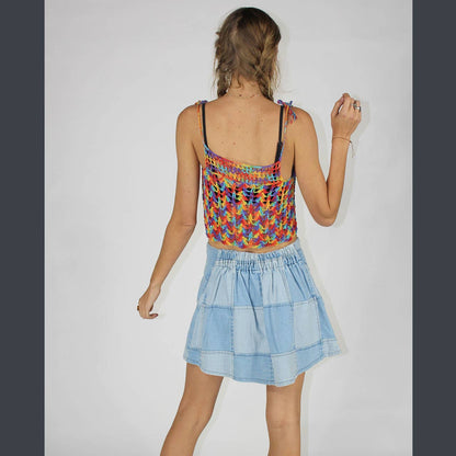 Utility Denim Patch Mini Skirt