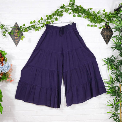 Cotton Flowy Boho Tiered Pant with Pockets