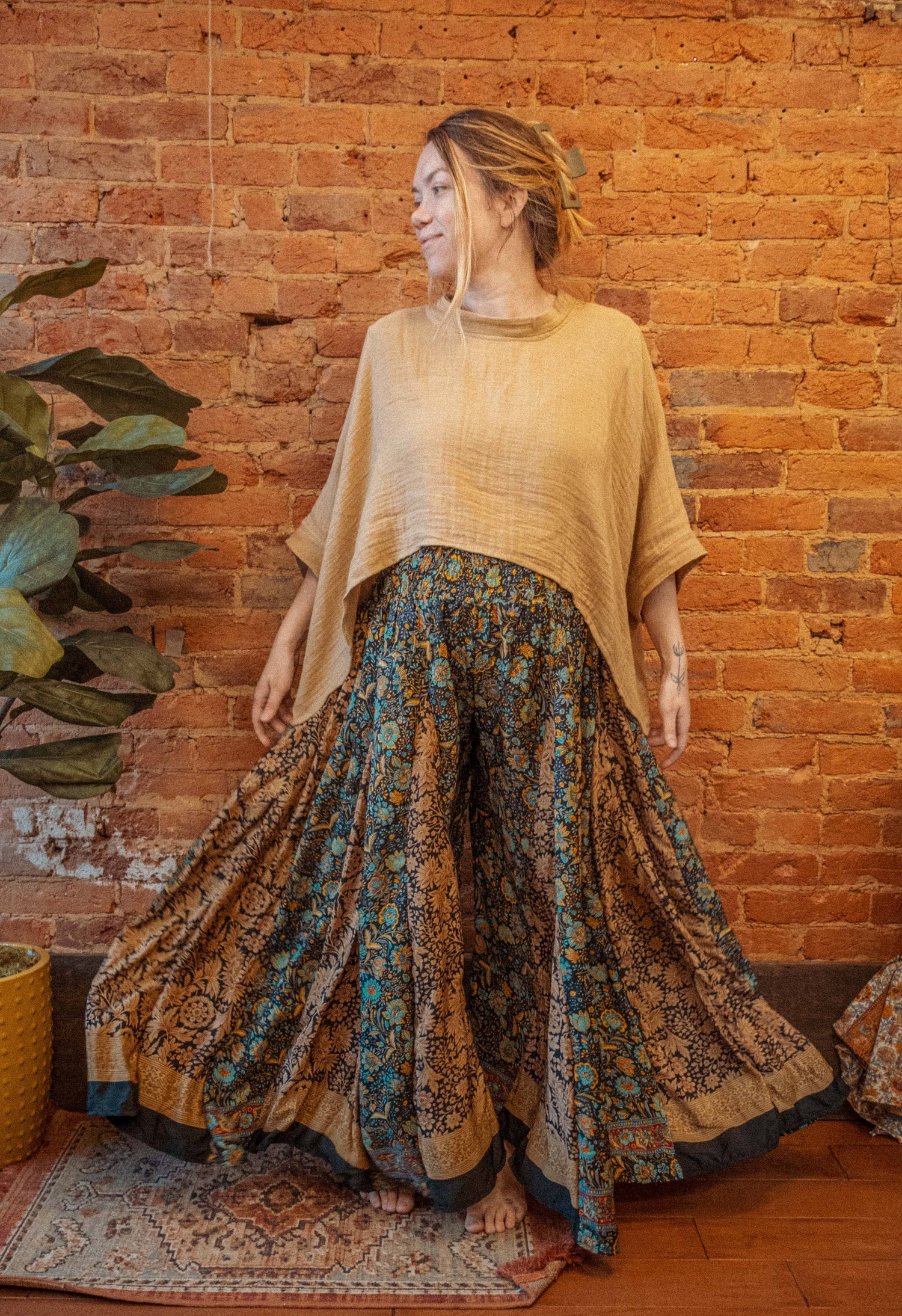 Hippie Boho Wide Leg Patchwork Pants