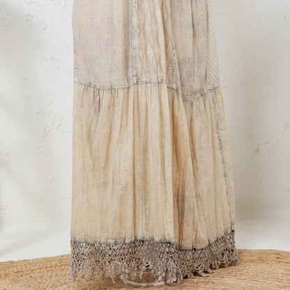 Boho-Inspired Long Denim Pants with Solid Patches